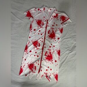 Red and White Splatter Dress bloody robe Halloween S, M, L Spooky & Fun!